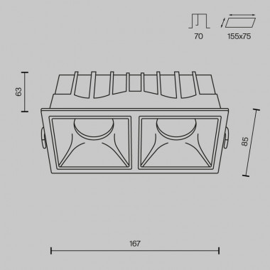 Встраиваемый светильник Maytoni Technical Alfa LED DL043-02-15W3K-D-SQ-WB, корпус: чёрный